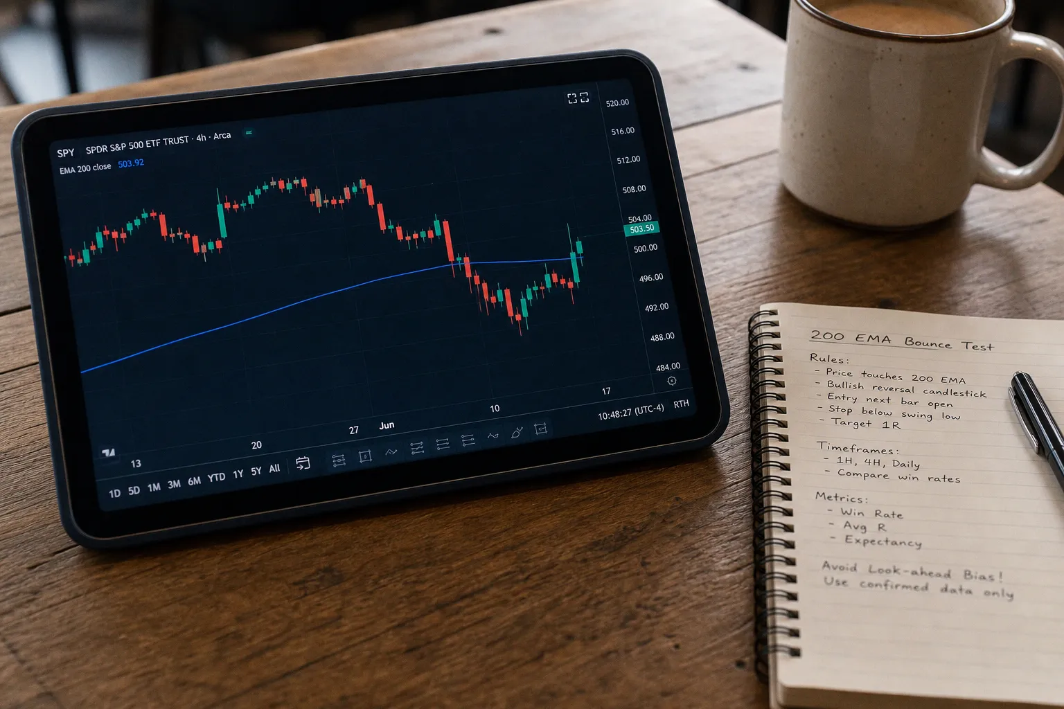 Test 200 EMA support bounce success rates in day trading